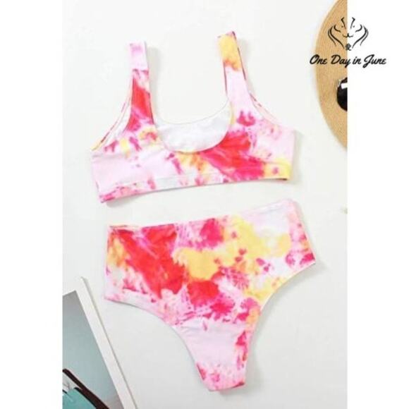 Adisputent High Waist Tie Dye Bikini Swimsuit Size L - Picture 2 of 4